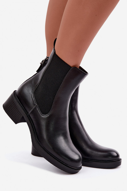Soojad mustad naiste ankle boots madala konts Sergio Leone BT-04