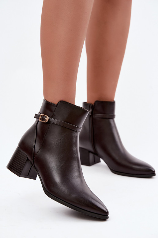 Soojad naiste ankle boots konts ja konksudega Sergio Leone BT-33 šokolaadi värvi