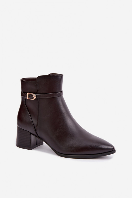 Soojad naiste ankle boots konts ja konksudega Sergio Leone BT-33 šokolaadi värvi