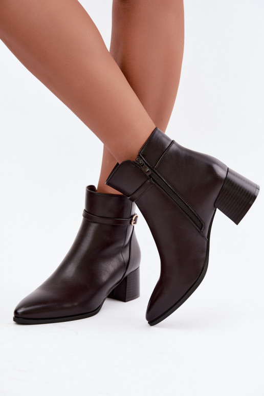 Soojad naiste ankle boots konts ja konksudega Sergio Leone BT-33 šokolaadi värvi