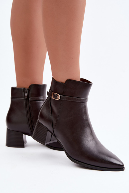 Soojad naiste ankle boots konts ja konksudega Sergio Leone BT-33 šokolaadi värvi