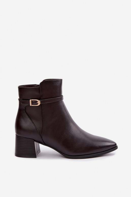 Soojad naiste ankle boots konts ja konksudega Sergio Leone BT-33 šokolaadi värvi