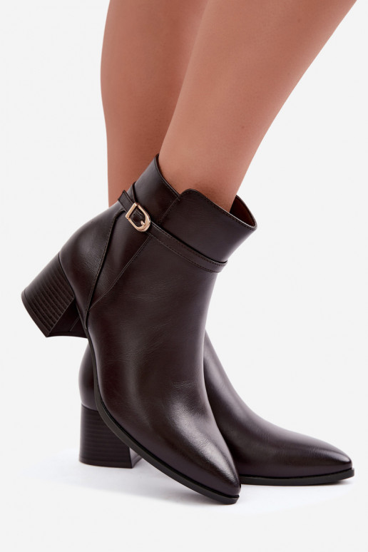 Soojad naiste ankle boots konts ja konksudega Sergio Leone BT-33 šokolaadi värvi
