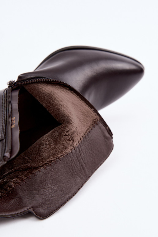 Soojad naiste ankle boots konts ja konksudega Sergio Leone BT-33 šokolaadi värvi