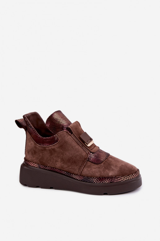 Pruunid kunstsuede saapad platvormiga T.Sokolski KEN-J26-419