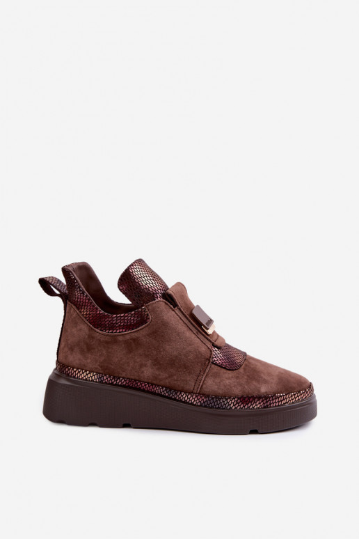 Pruunid kunstsuede saapad platvormiga T.Sokolski KEN-J26-419