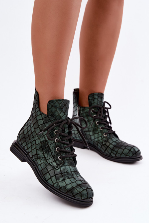 Rohelised nahast soojad ankle boots laiad konts Artiker 55C1325