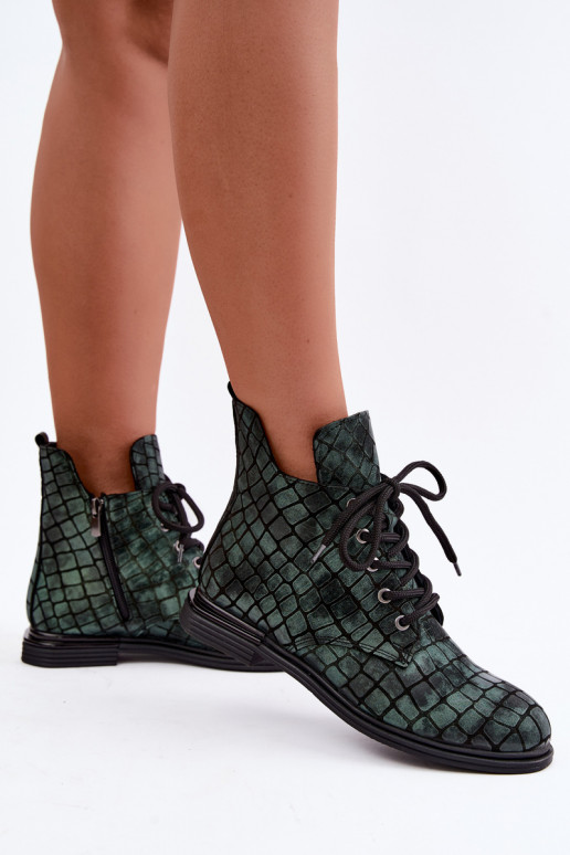 Rohelised nahast soojad ankle boots laiad konts Artiker 55C1325