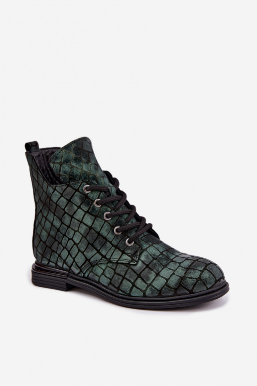 Rohelised nahast soojad ankle boots laiad konts Artiker 55C1325