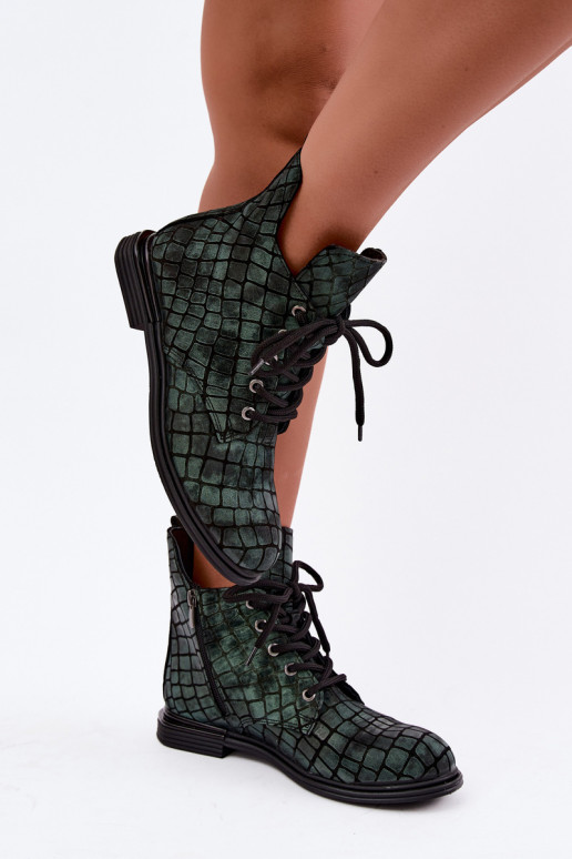 Rohelised nahast soojad ankle boots laiad konts Artiker 55C1325