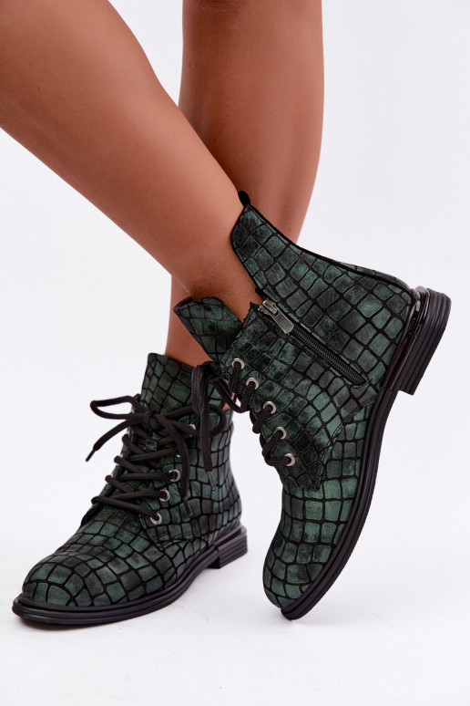 Rohelised nahast soojad ankle boots laiad konts Artiker 55C1325