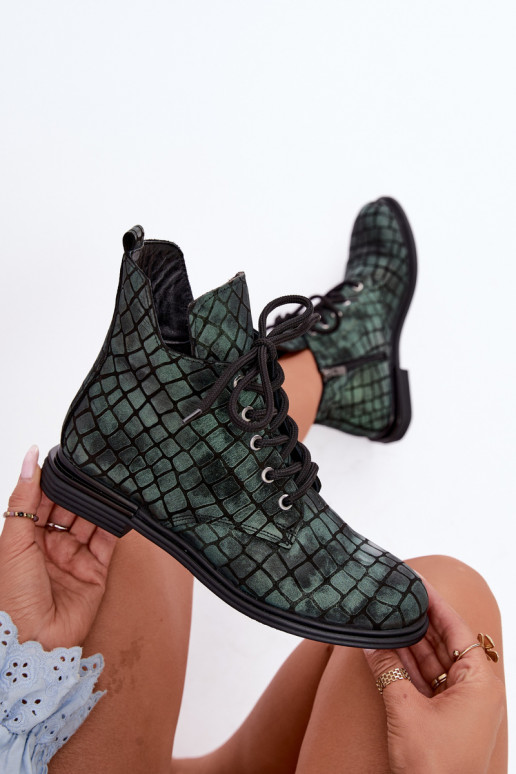 Rohelised nahast soojad ankle boots laiad konts Artiker 55C1325