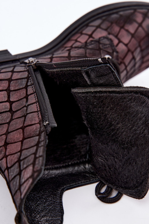 Burgundia värvi nahast soojad ankle boots laiad konts Artiker 55C1327