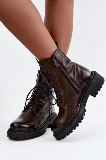 Naise soojaid ankle boots dekoratiivsete detailidega Zazoo 60574 šokolaadi värvuses
