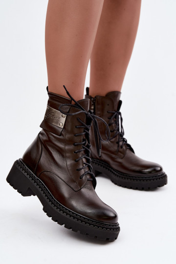Naise soojaid ankle boots dekoratiivsete detailidega Zazoo 60574 šokolaadi värvuses 2