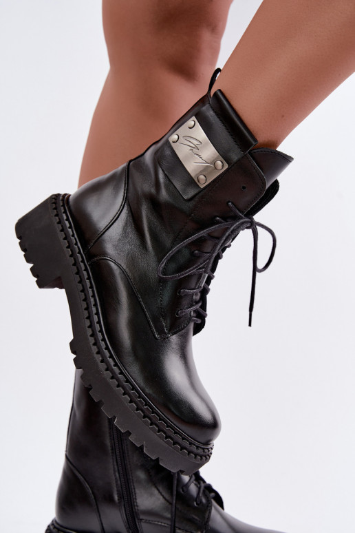 Naise soojaid ankle boots dekoratiivsete detailidega Zazoo 60574 mustas värvuses
