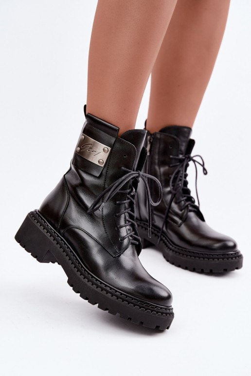 Naise soojaid ankle boots dekoratiivsete detailidega Zazoo 60574 mustas värvuses