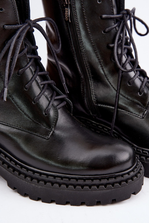 Naise soojaid ankle boots dekoratiivsete detailidega Zazoo 60574 mustas värvuses