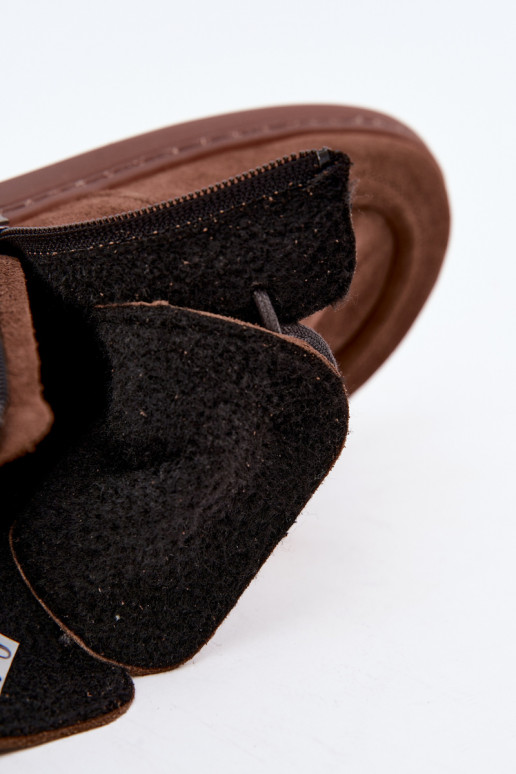Naise soojaid Barefoot saapad helmedega Zazoo 30078 pruuni värvuses