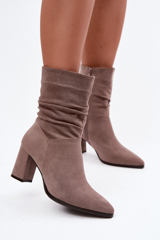 Naise soojaid ankle boots lokkis ülemise osaga Dalessia savi värvuses