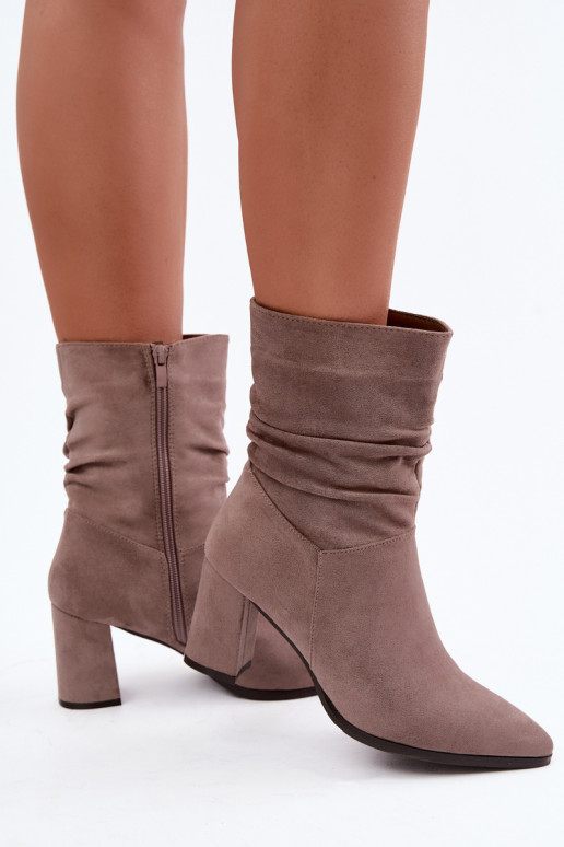 Naise soojaid ankle boots lokkis ülemise osaga Dalessia savi värvuses