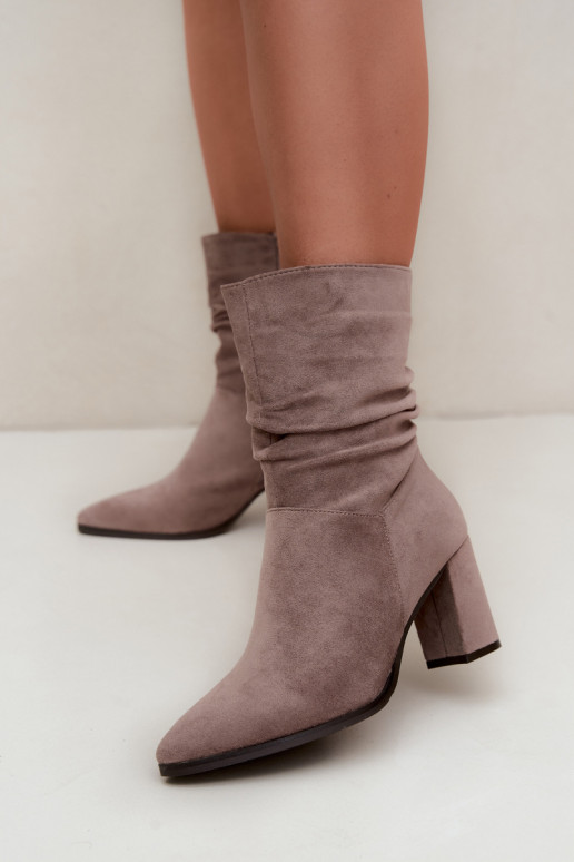 Naise soojaid ankle boots lokkis ülemise osaga Dalessia savi värvuses