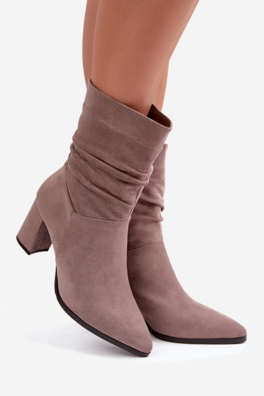 Naise soojaid ankle boots lokkis ülemise osaga Dalessia savi värvuses