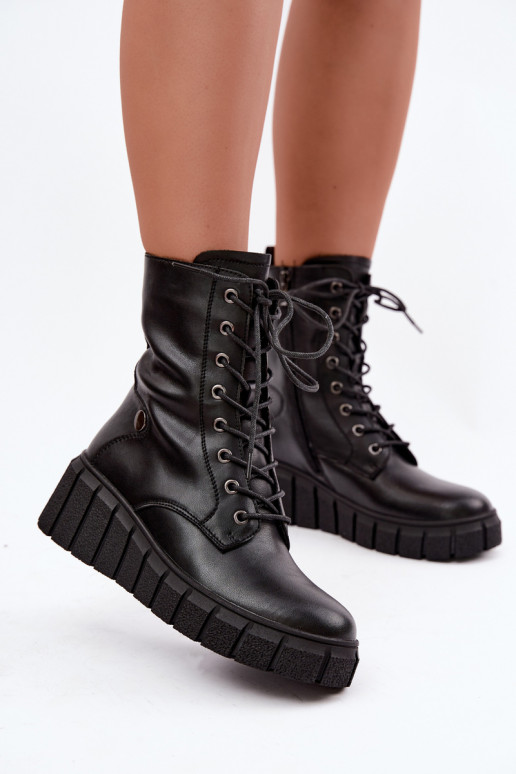 Naise soojaid platvormiga ankle boots T.Sokolski AN Z26-160 mustas värvuses