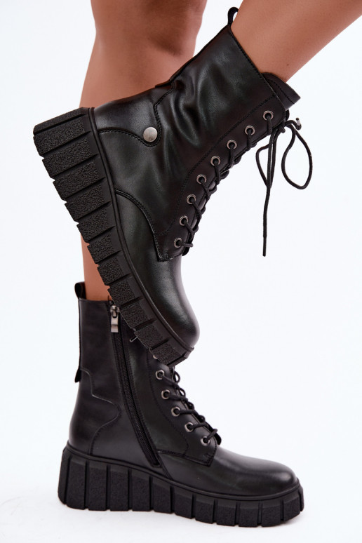 Naise soojaid platvormiga ankle boots T.Sokolski AN Z26-160 mustas värvuses
