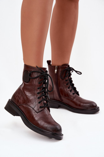 Pruunid naiste tööpitsid ankle boots dekoratiivsete detailidega 2