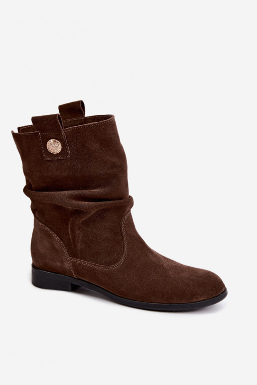 Naise kingad kunstsuede volangidega Zazoo 4210 šokolaadi värvuses