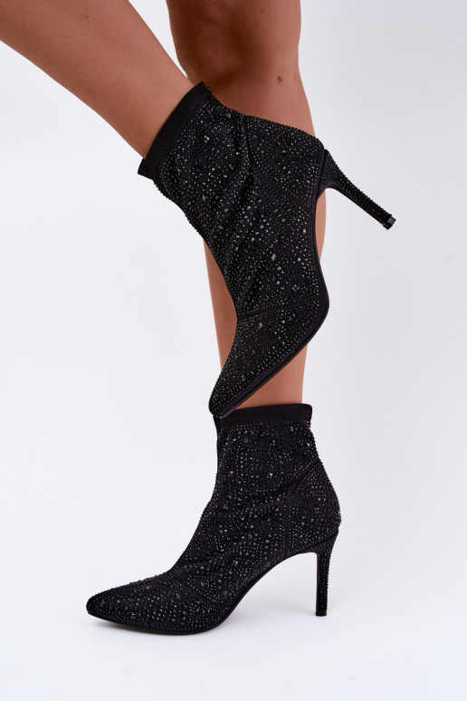 dekooritud ankle boots õhukeste kontsadega S.Barski HY62-8138 mustas värv