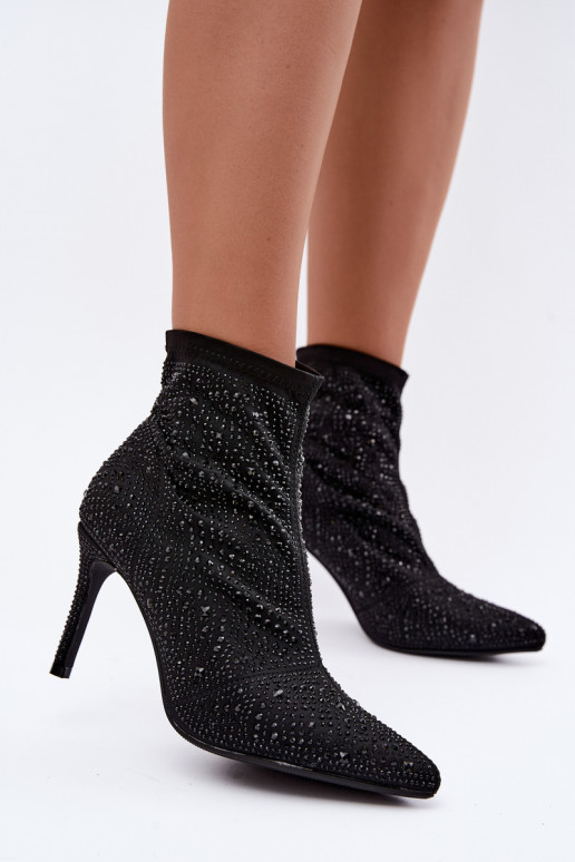 dekooritud ankle boots õhukeste kontsadega S.Barski HY62-8138 mustas värv