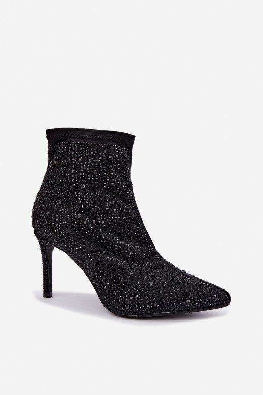 dekooritud ankle boots õhukeste kontsadega S.Barski HY62-8138 mustas värv