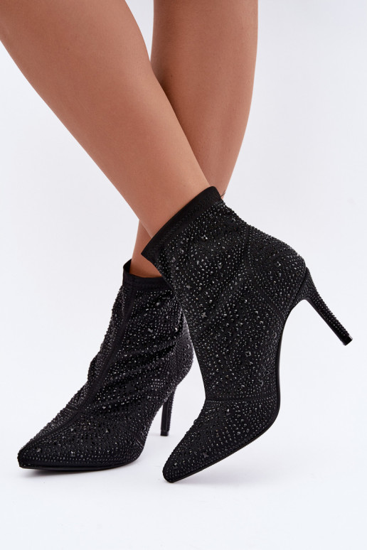 dekooritud ankle boots õhukeste kontsadega S.Barski HY62-8138 mustas värv