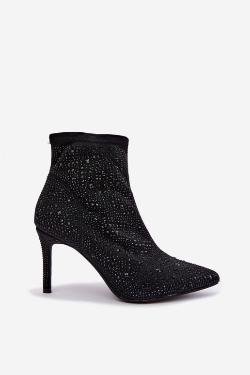 dekooritud ankle boots õhukeste kontsadega S.Barski HY62-8138 mustas värv