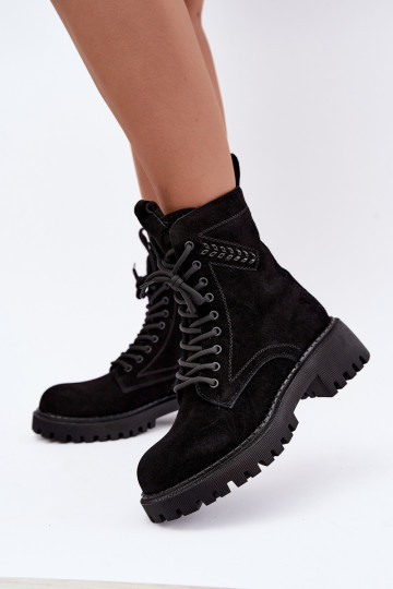 naiste töö ankle boots kunstsuede soojustatud D&A JC62-1035 mustas värv 2