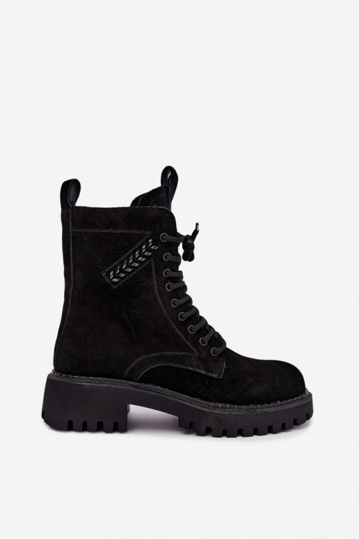 naiste töö ankle boots kunstsuede soojustatud D&A JC62-1035 mustas värv