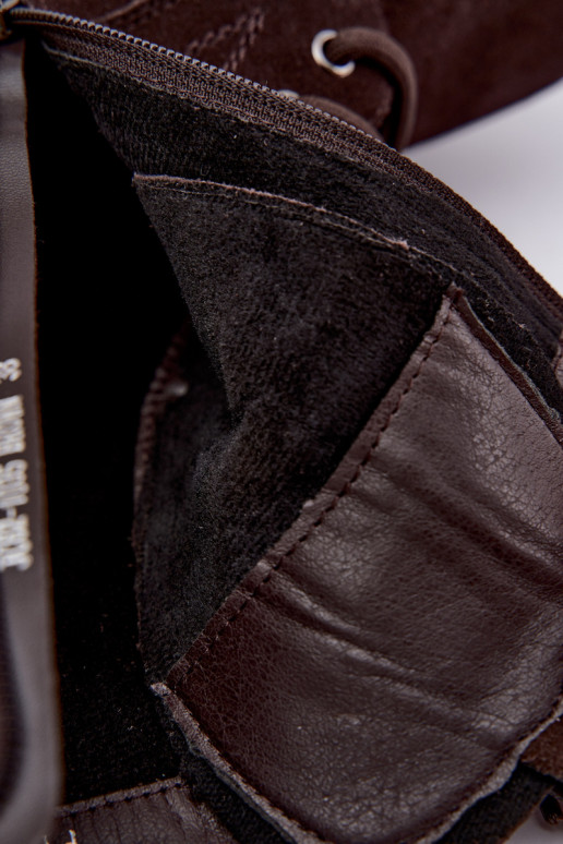 naiste töö ankle boots kunstsuede soojustatud D&A JC62-1035 šokolaadi värvi