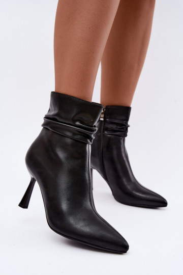 ankle boots õhukeste kontsadega soojustatud volangidega D&A JC62-1070 mustas värv 2