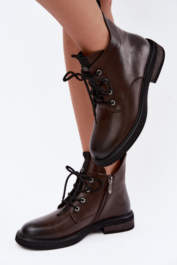 soojustatud ankle boots laiad kontsad D&A CR62-3337 šokolaadi värvi