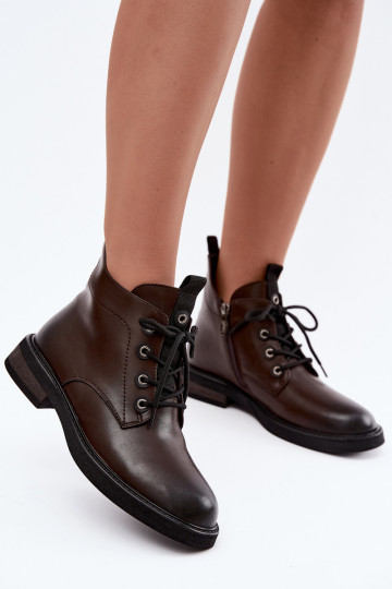 soojustatud ankle boots laiad kontsad D&A CR62-3337 šokolaadi värvi 2