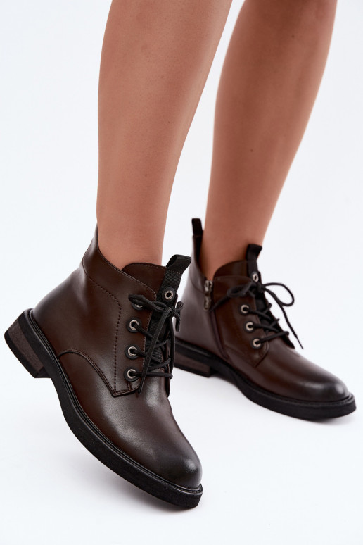 soojustatud ankle boots laiad kontsad D&A CR62-3337 šokolaadi värvi