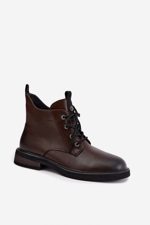 soojustatud ankle boots laiad kontsad D&A CR62-3337 šokolaadi värvi