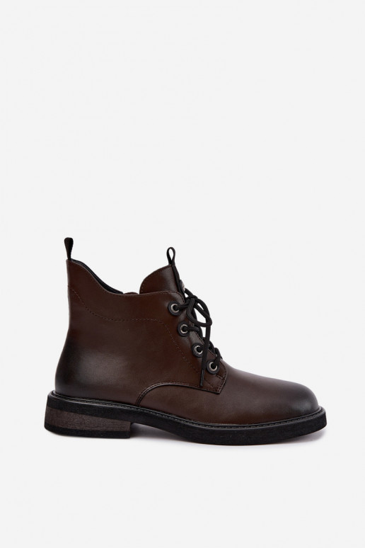 soojustatud ankle boots laiad kontsad D&A CR62-3337 šokolaadi värvi