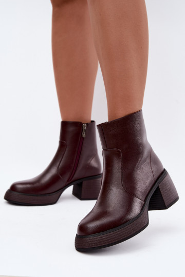 Nahast voodriga saapad kontsaga D&A CR62-3369 burgundia 2
