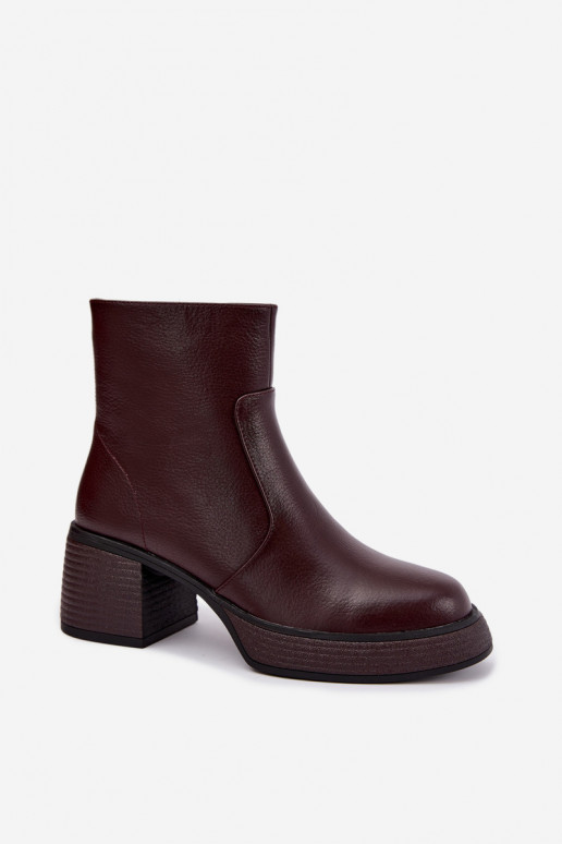 Nahast voodriga saapad kontsaga D&A CR62-3369 burgundia