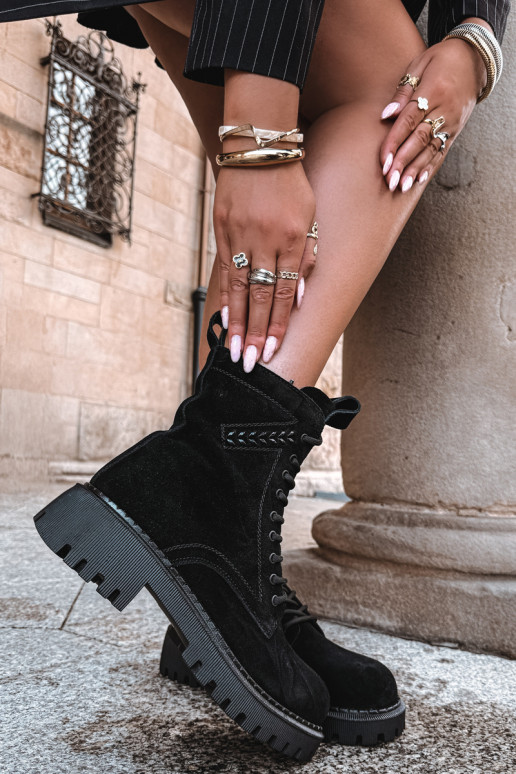 naiste töö ankle boots kunstsuede soojustatud D&A JC62-1035 mustas värv