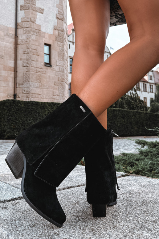 Koboi stiilis ankle boots konts looduslikust nubukist Big Star UU274113 must