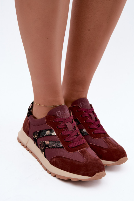 Naiste kunstsuede spordijalatsid D&A GR62-6015 burgundia värv